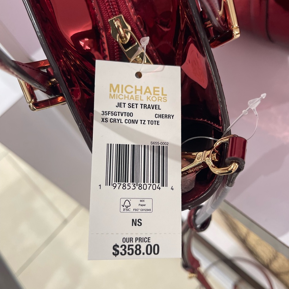 MICHAEL KORS Jet Set Extra-Sm Metallic Logo Debossed Convertible TZ Tote Crossbd - Picture 5 of 16
